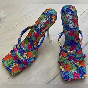 Cape Robbin Tycho-MD Double Strap Square Toe 4” Stiletto Floral Heels - Size 10